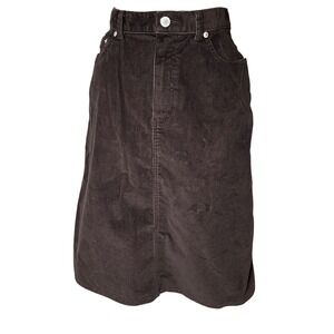 Lands End Corduroy Skirt Size 10 Regular Brown Midi A-Line Casual Classic‎